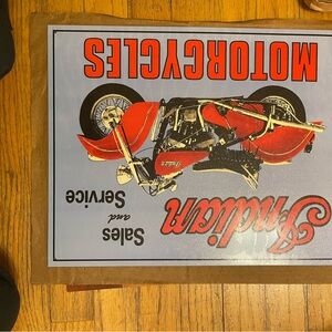 Motorcycles Vintage Sign - Red and Black